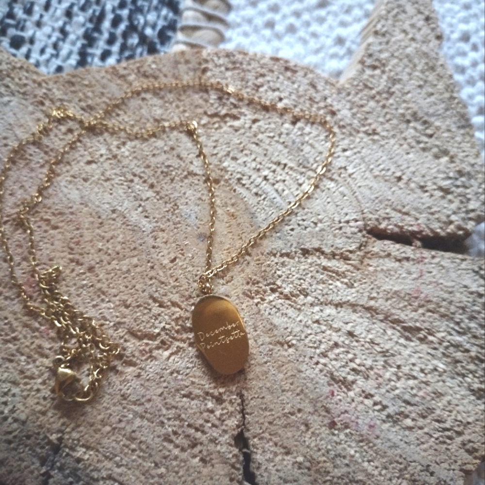 3/ $25 December Poinsettia Golden Necklace - Picture 4 of 5